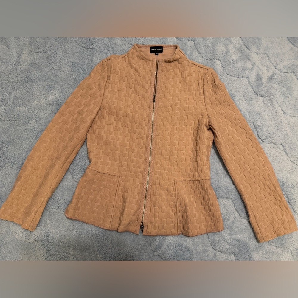 Giorgio Armani Black Label Womens 44 Pink Mock Neck Jacket Full Zip - Picture 4 of 14
